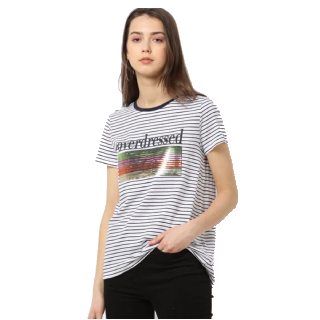 DNMX Striped Crew-Neck T-shirt with Sequin Accent at Rs.196